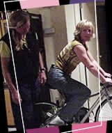 Kathy Loebs of Specialized fits Brenda Cranford to new bike